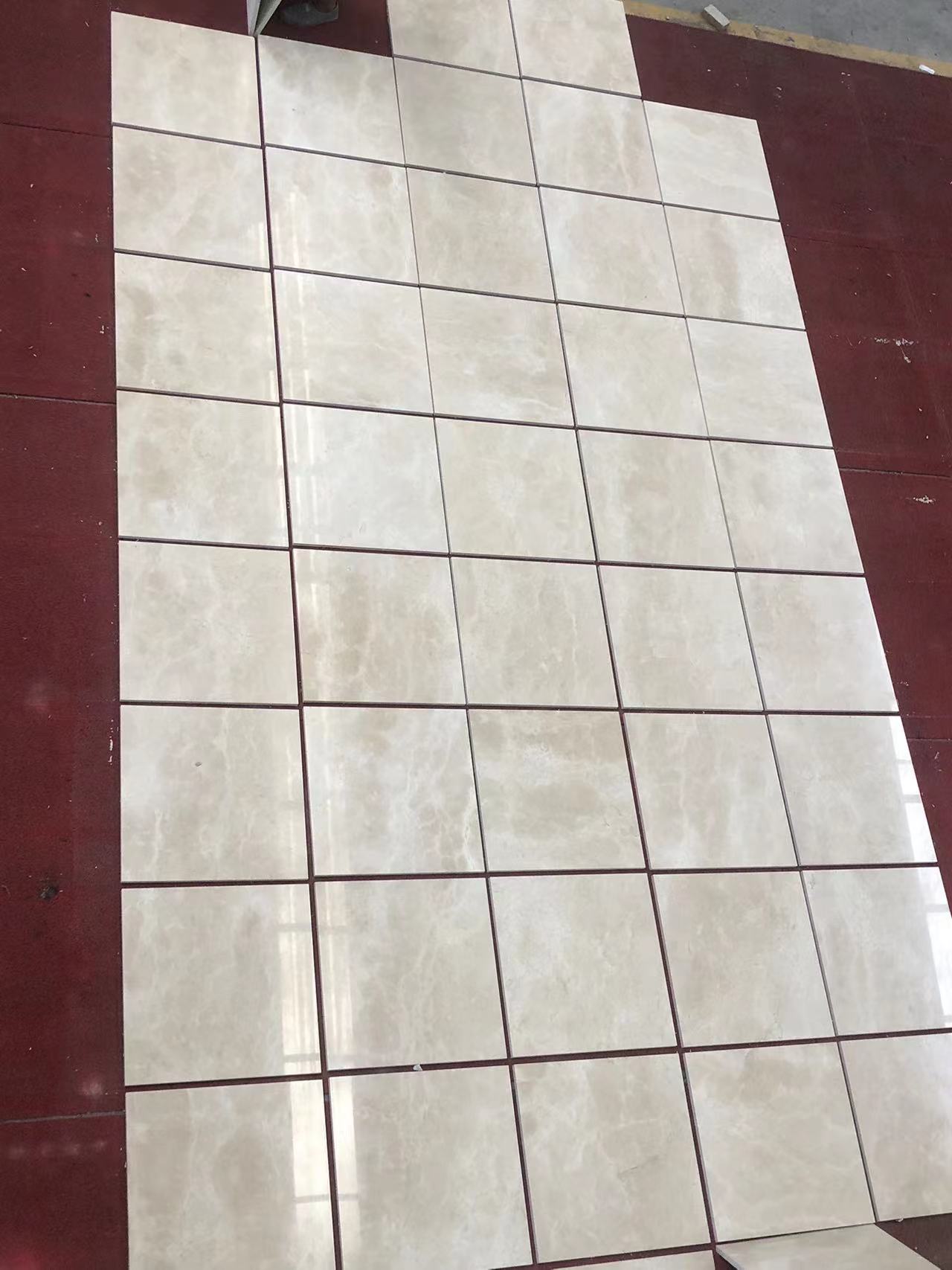 Crema marfil beige marble polished tiles lay out